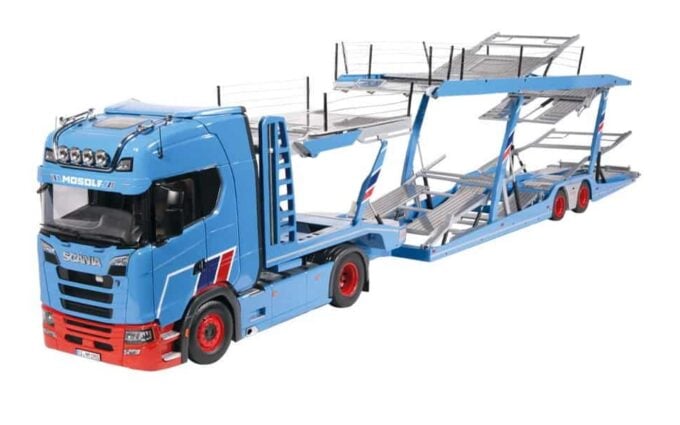 Scania 730S V8 Mosolf + Lohr car transporter